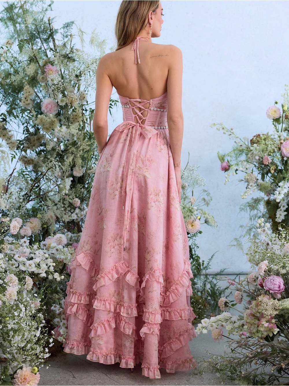 V.Chapman The Scarlette Dress in Light Pink Tapestry Rose